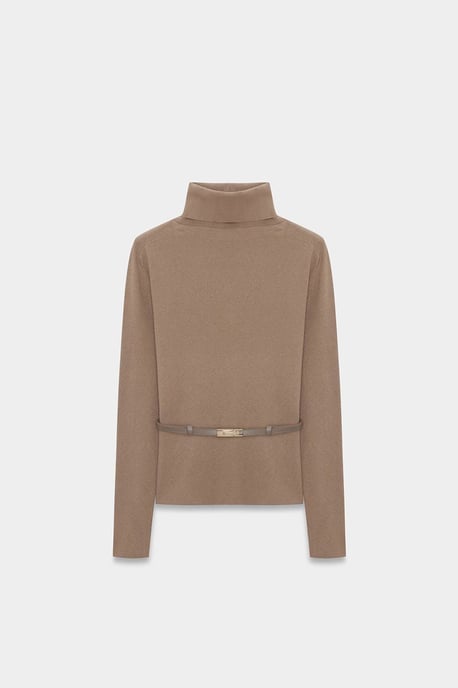 Damen Strickpullover mit Gürtel und Rollkragen - Image 5