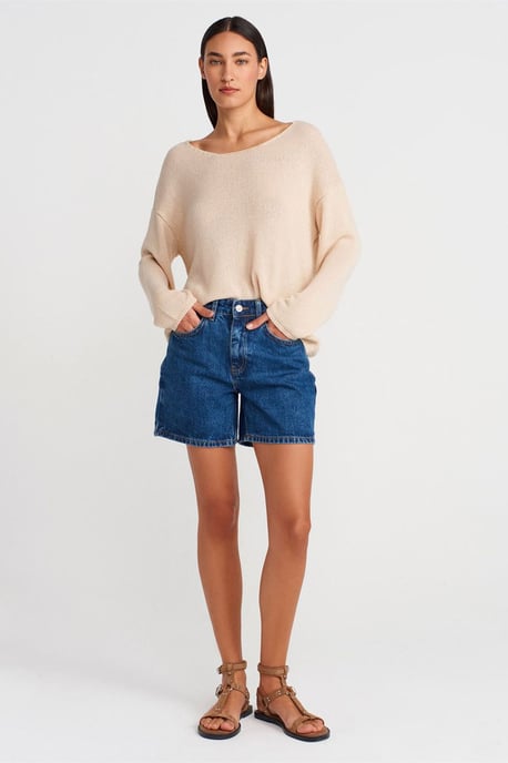 Damen Rippstrick Boot-Ausschnitt Pullover - Image 3