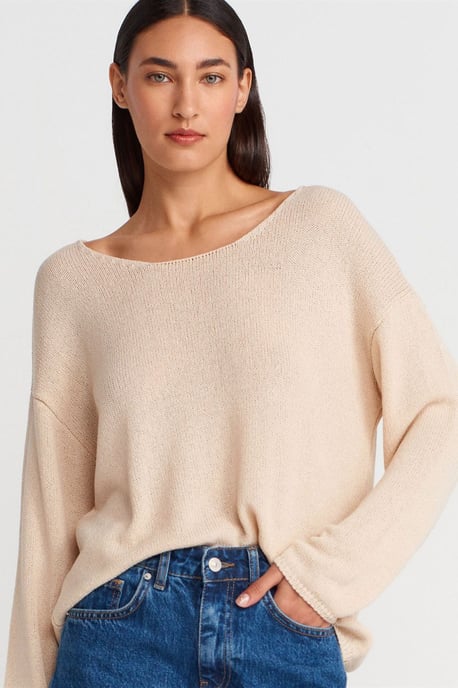 Damen Rippstrick Boot-Ausschnitt Pullover - Image 4
