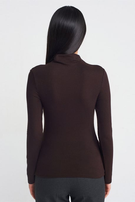 Rippstrick-Turtleneck Langarmbluse - Image 2