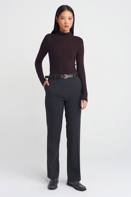 Rippstrick-Turtleneck Langarmbluse - Image 3