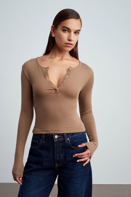 Slim Fit Langarm-Jerseybluse - Image 5
