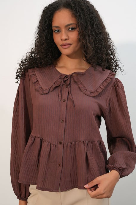 Damenbluse aus Viskose-Mischung mit Babykragen - Image 1