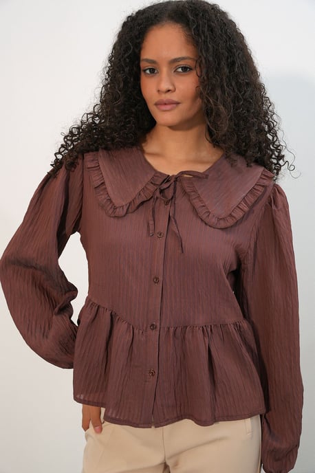 Damenbluse aus Viskose-Mischung mit Babykragen - Image 4