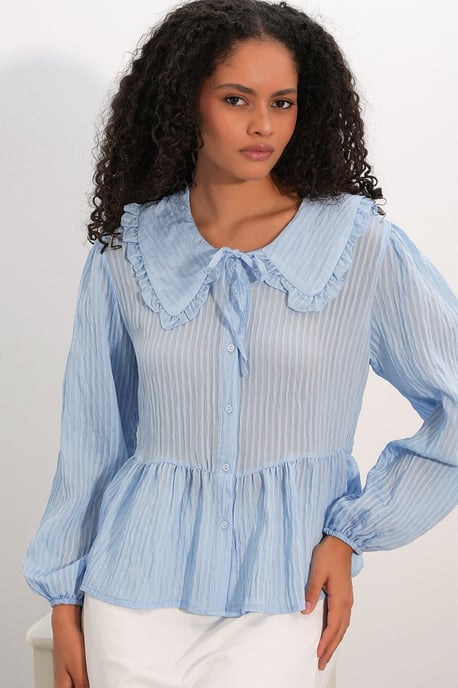 Damen-Bluse aus Viskose-Mischung mit Babykragen - Image 1