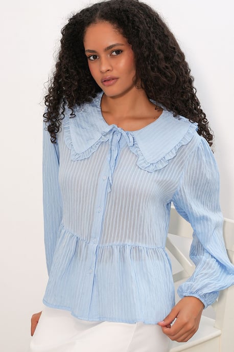 Damen-Bluse aus Viskose-Mischung mit Babykragen - Image 2