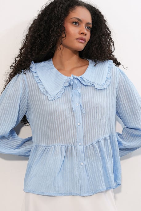 Damen-Bluse aus Viskose-Mischung mit Babykragen - Image 3