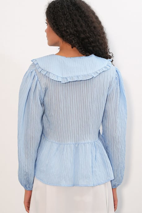 Damen-Bluse aus Viskose-Mischung mit Babykragen - Image 5