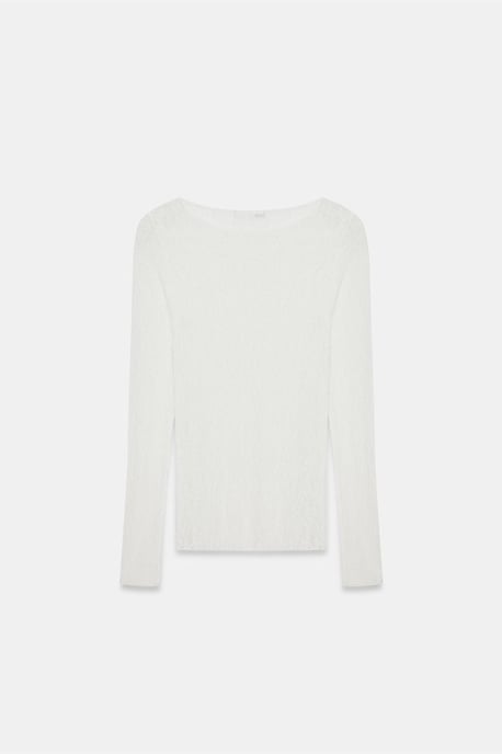Schlanke Passform Spitzen-Boot-Ausschnitt-Bluse - Image 6