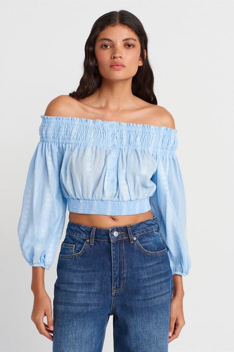 Schulterfreies Crop-Top-Bluse - Image 1