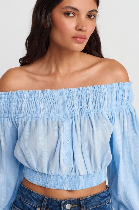 Schulterfreies Crop-Top-Bluse - Image 3
