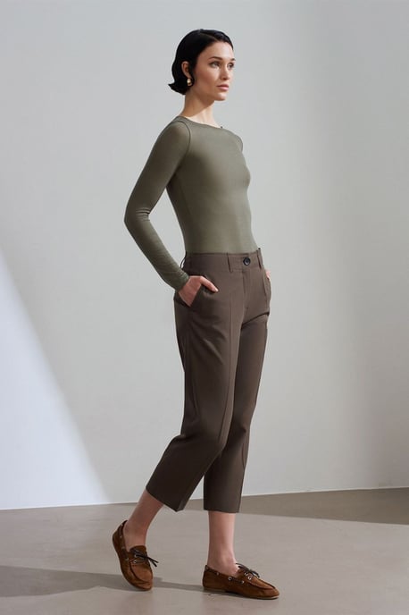 Slim Fit Bootsaum Langarm Strickbluse - Image 4