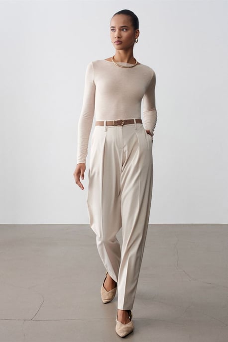 Schlanke Passform Bootskragen Langarm Strickbluse - Image 5