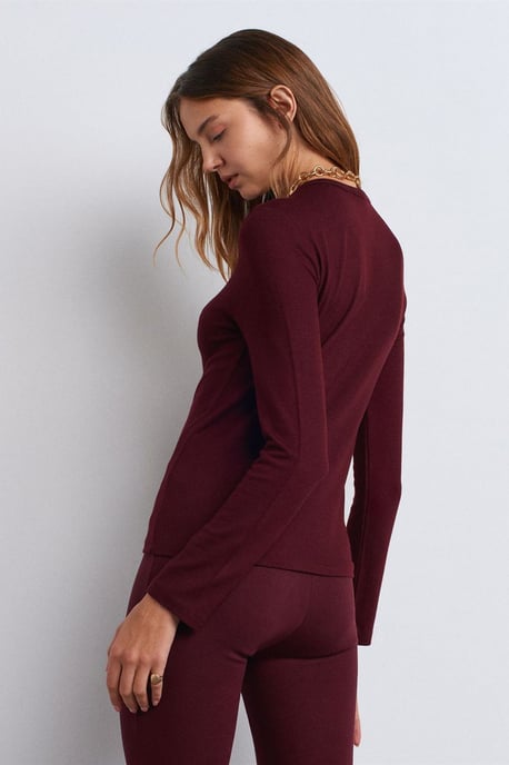 Slim Fit V-Ausschnitt Knöpfen Bluse - Image 2