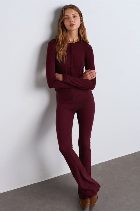 Slim Fit V-Ausschnitt Knöpfen Bluse - Image 3
