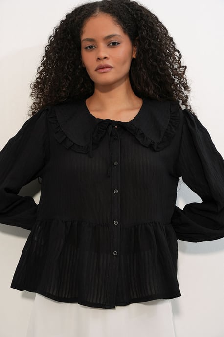 Damenbluse aus Viskose-Mischung mit Babydoll-Kragen - Image 4