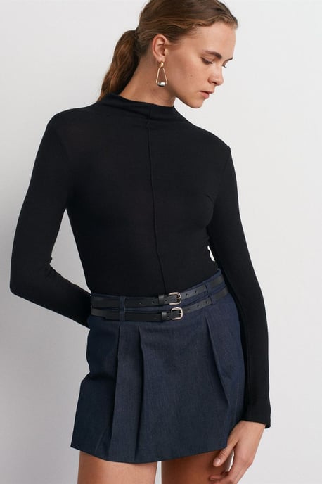 Rippstrick-Turtleneck Langarmbluse - Image 3