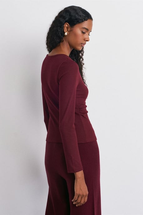 Slim Fit Rippstruktur Bluse mit Knopfleiste - Image 2
