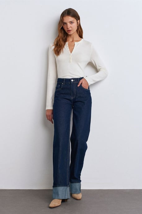 Slim Fit V-Ausschnitt Knöpfen Bluse - Image 3