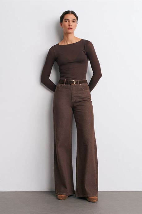 Schmale Passform Bootsausschnitt Langarm Strickbluse - Image 5