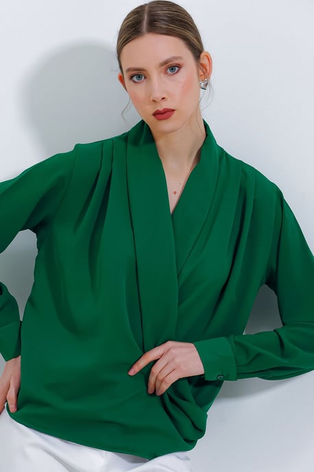 Schalkragen Bluse in lockerer Passform - Image 1