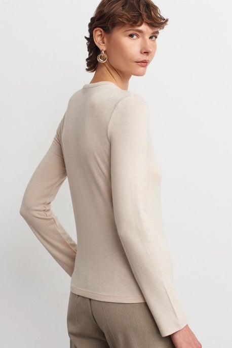 Slim Fit V-Ausschnitt Knöpfen Bluse - Image 2