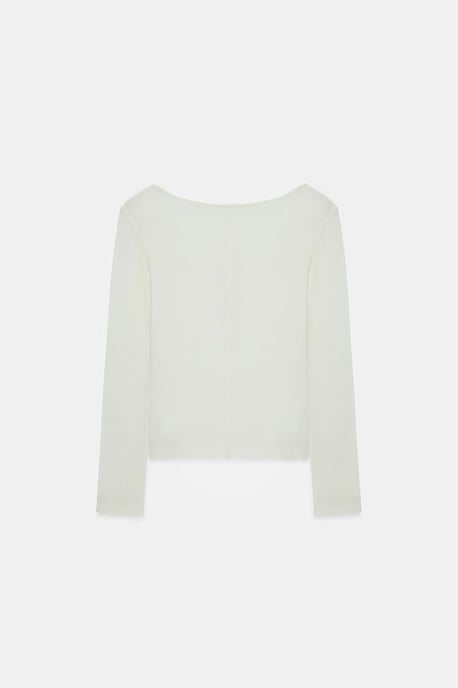 Taillierte Wollstrickbluse mit Knöpfen - Image 6