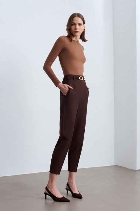 Schmale Passform Boot-Ausschnitt Langarm Strickbluse - Image 5