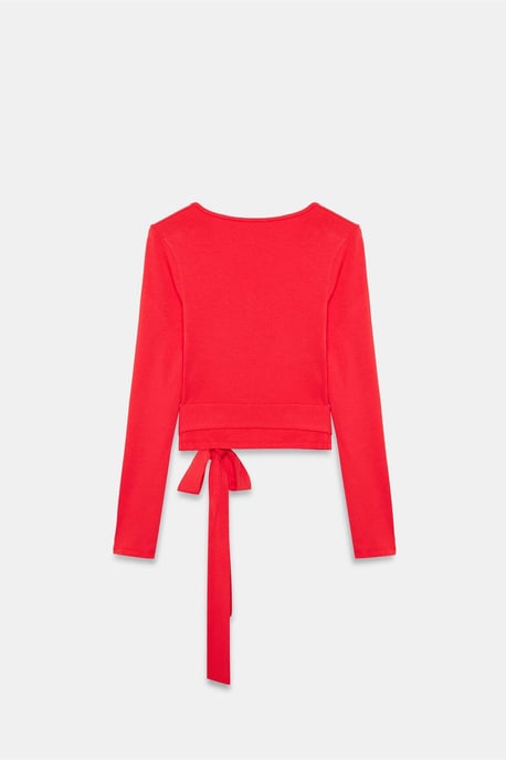 Damen Crop-Wrap-Bluse mit Bindeband - Image 6