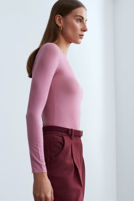 Slim Fit Boot-Ausschnitt Langarm Strickbluse - Image 4