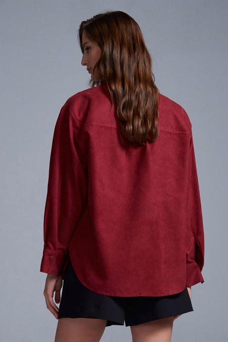 Damen Faux-Suede Relaxed Shirt - Image 2
