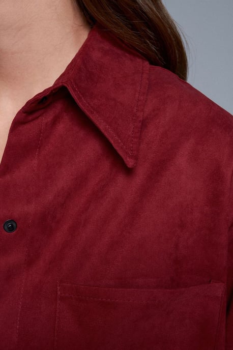 Damen Faux-Suede Relaxed Shirt - Image 4