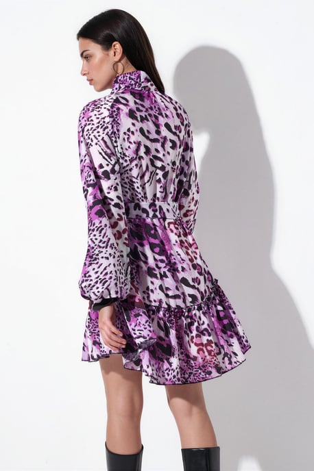 Leopardenmuster Gürtel Mini Kleid - Image 3