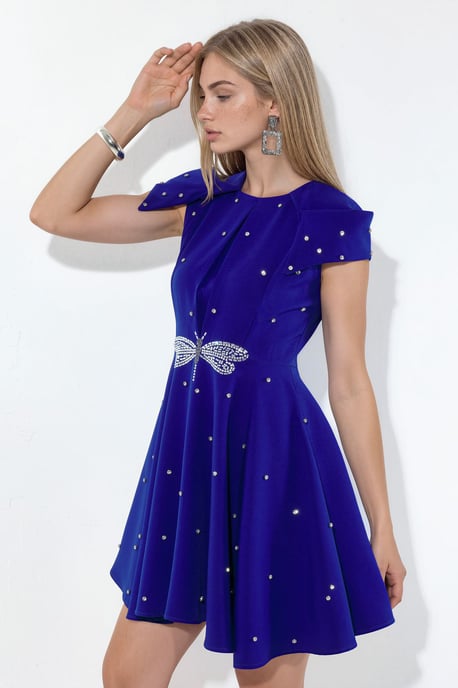 Damen A-Linien Mini Kleid mit Pailletten - Image 2