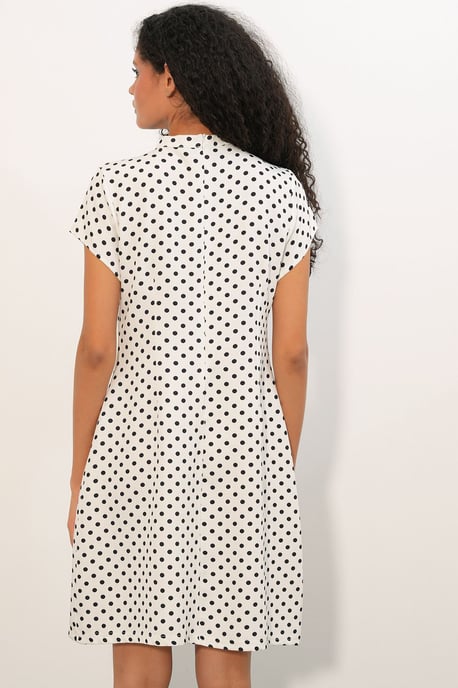 Punkte A-Linien Mini Kleid mit Schleife - Image 6
