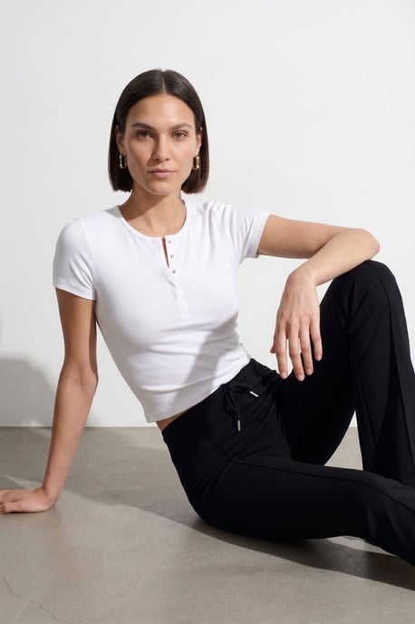 Slim Fit Crop-Jersey-Bluse - Image 2