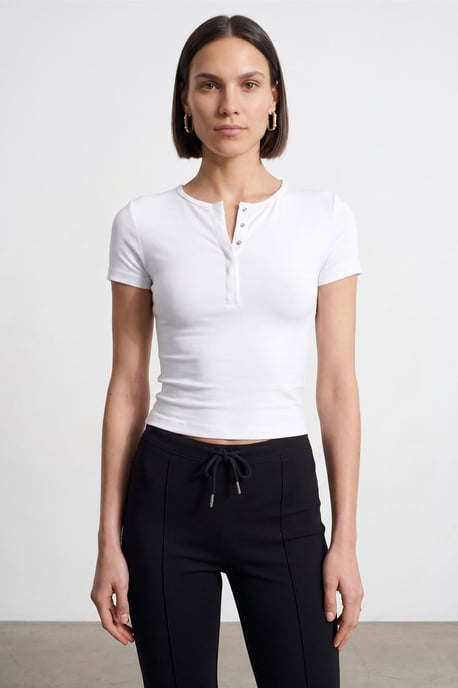 Slim Fit Crop-Jersey-Bluse - Image 3