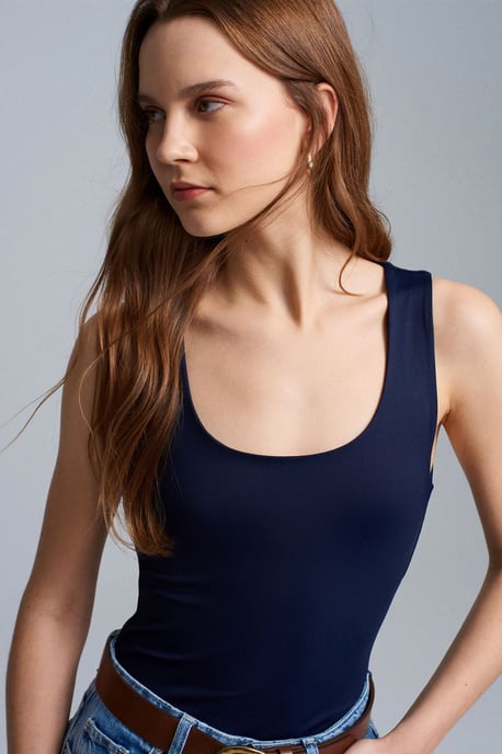 Ärmellose Slim-Fit Jersey-Bluse mit Quadrat-Ausschnitt - Image 1