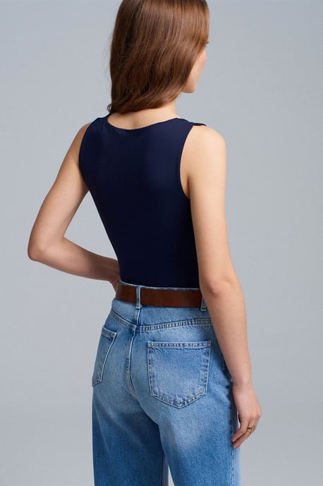 Ärmellose Slim-Fit Jersey-Bluse mit Quadrat-Ausschnitt - Image 2