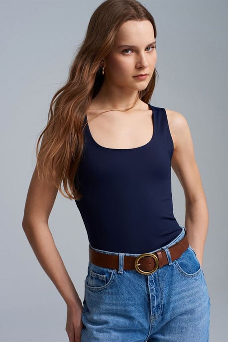 Ärmellose Slim-Fit Jersey-Bluse mit Quadrat-Ausschnitt - Image 3