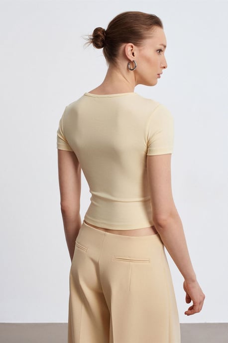 Slim Fit Crop-Jersey-Bluse - Image 2