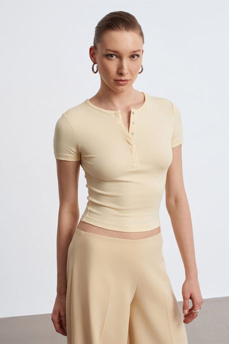 Slim Fit Crop-Jersey-Bluse - Image 3