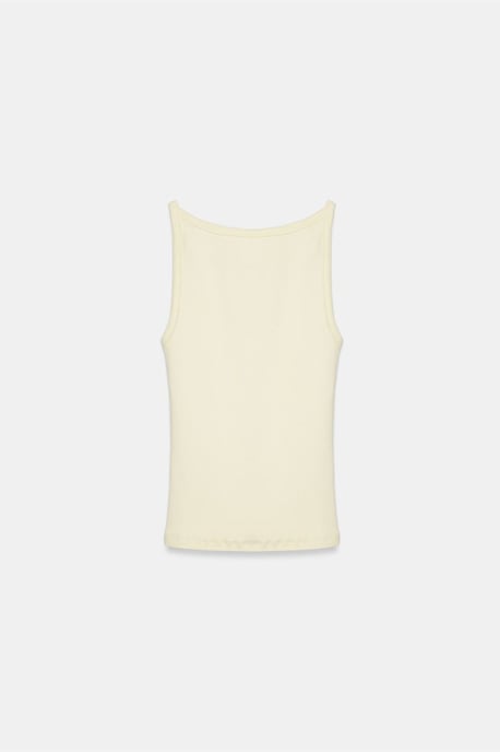 Gerippte Halsbandfreie ärmellose Bluse - Image 5
