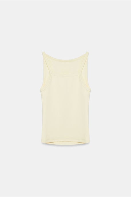 Gerippte Halsbandfreie ärmellose Bluse - Image 6