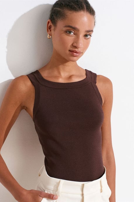 Ärmellose gerippte Bluse mit quadratischem Ausschnitt - Image 3