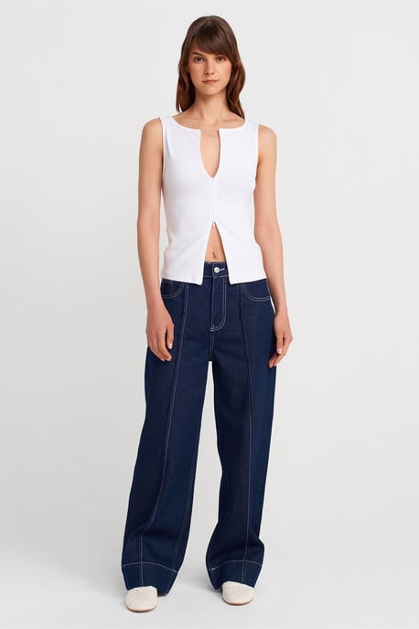 Ärmellose Slim-Fit Jersey-Bluse mit Reißverschluss - Image 4