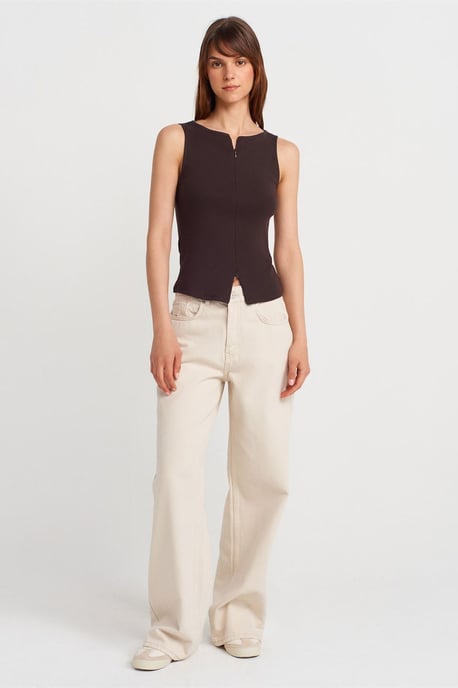 Ärmellose Slim-Fit-Jersey-Bluse mit Reißverschluss - Image 4