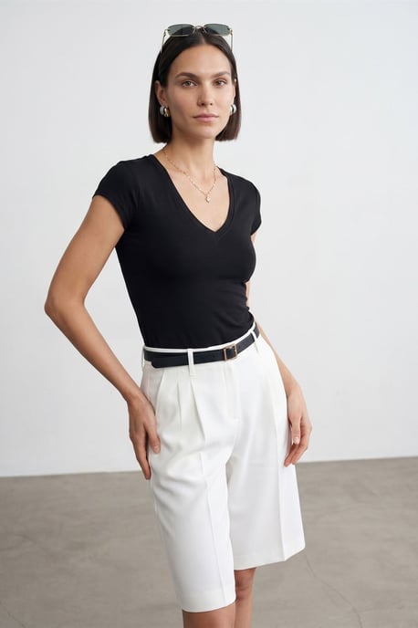 Slim Fit V-Ausschnitt Jerseybluse - Image 4