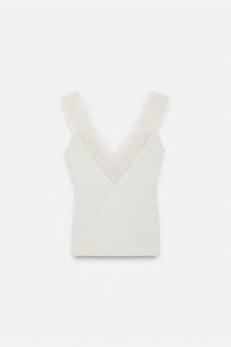 Taillierte Ärmellose Spitzenbluse - Image 6
