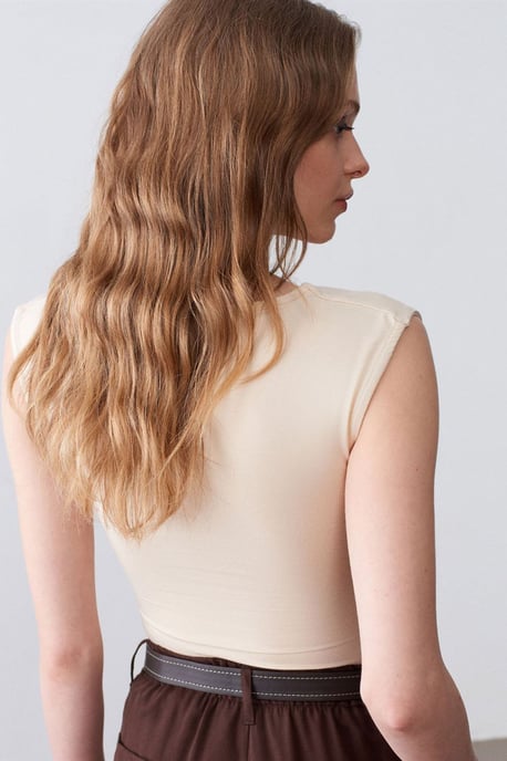 Ärmellose V-Ausschnitt Slim-Fit-Bluse - Image 2
